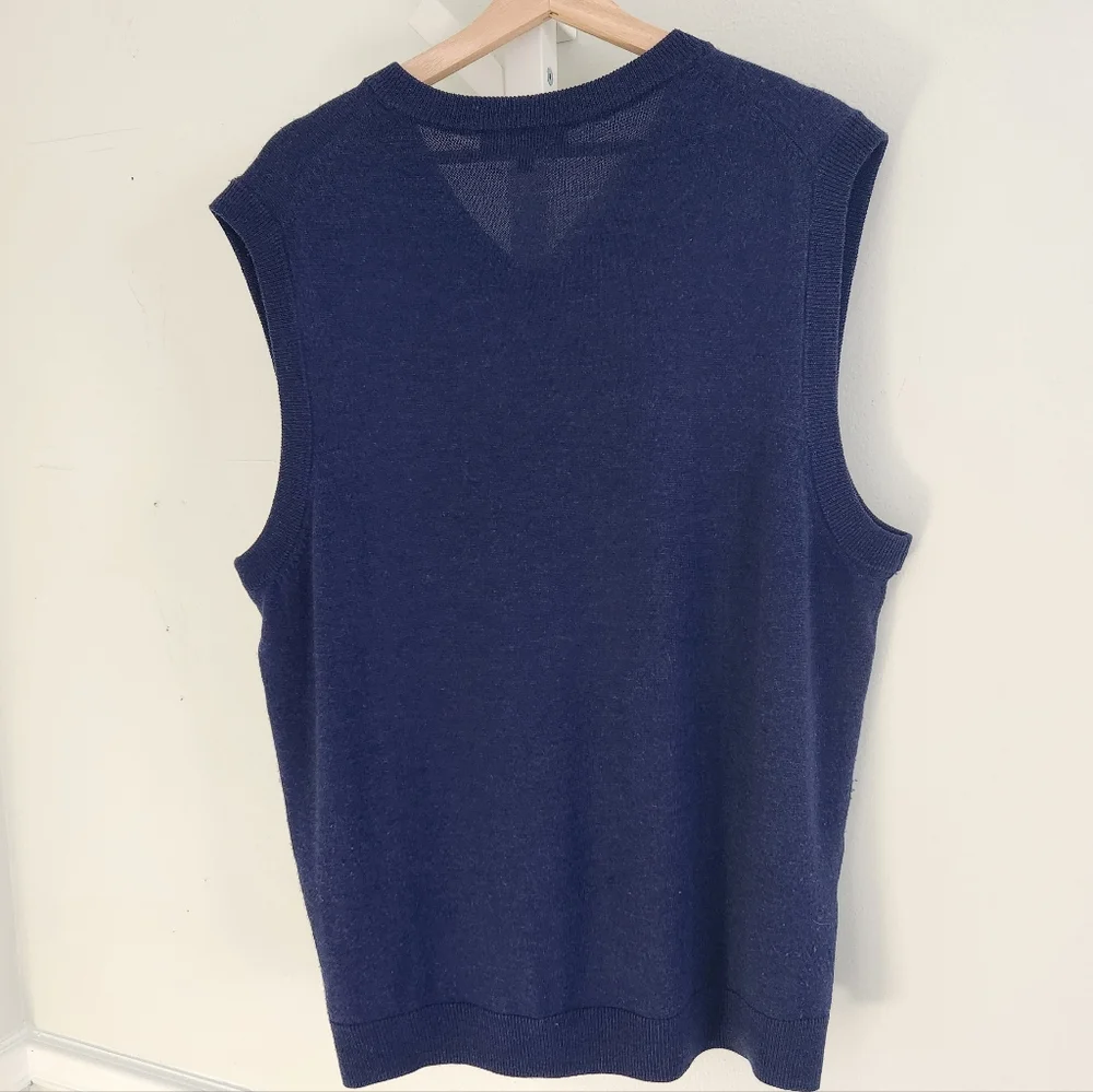 Turnbury Est. 1980 Extra Fine Merino Wool Sweater‎ Navy Vest Large